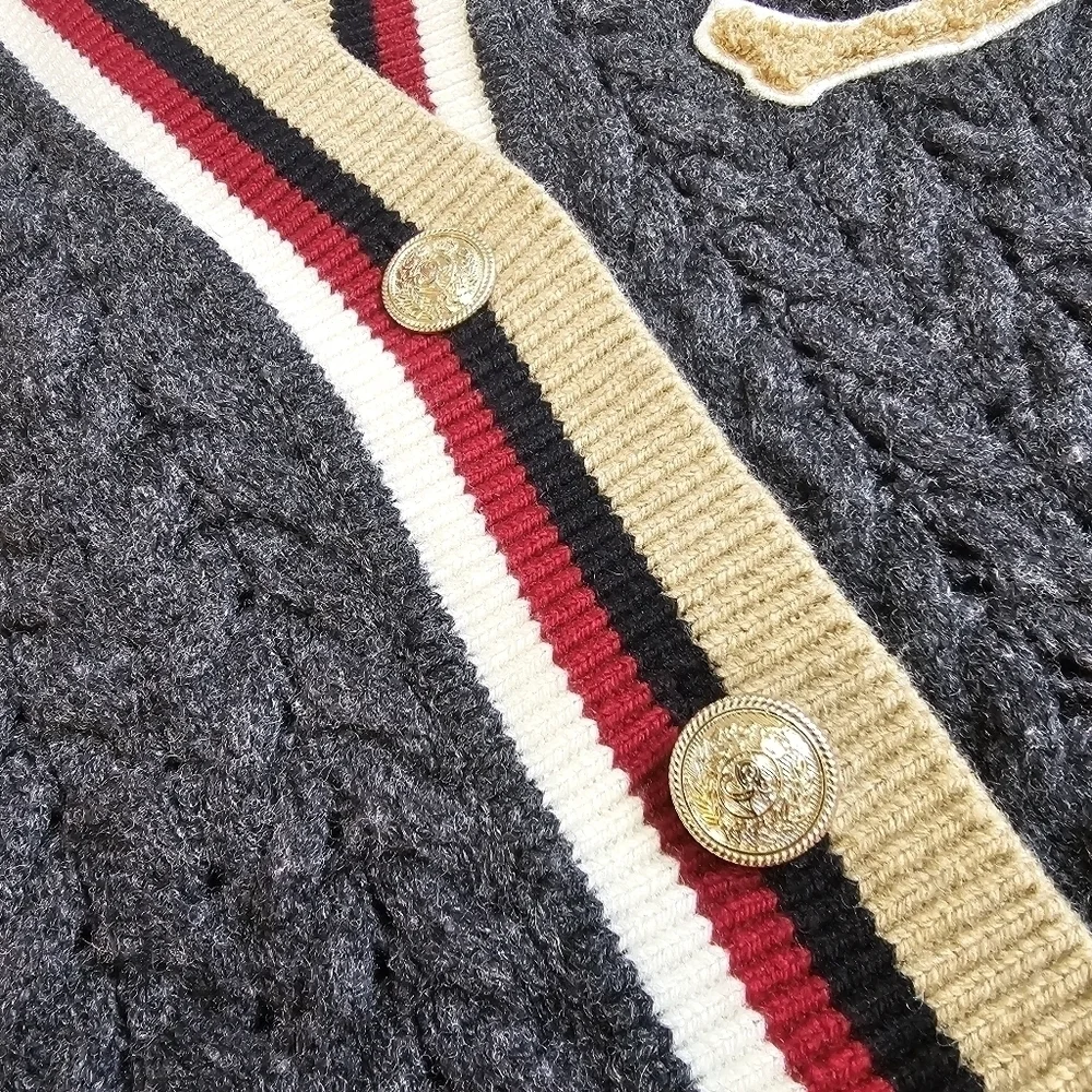 Sandro Tommy Cable Knit Oversized Wool Cardigan - Picture 8 of 15